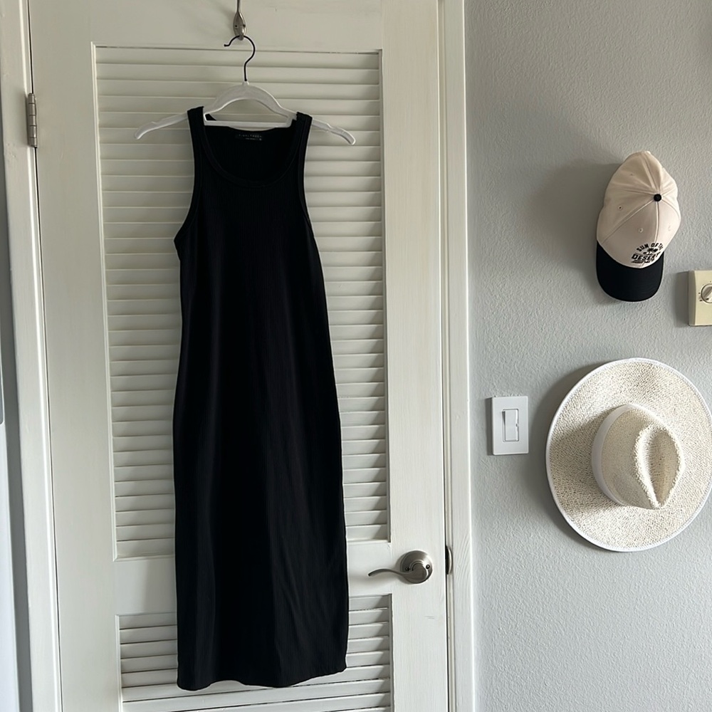 Midi Ribbed Black Dress
